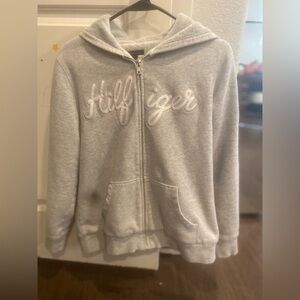 Tommy Hilfiger faux fur lined grey and white zip up hoodie. Size M. Like new $30